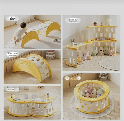 Arche d'escalade pour enfants, jouet convertible, balançoire pour tout-petits, planche d'équilibre, planche d'escalade pour bébé, table d'activités et organisateur de rangement
