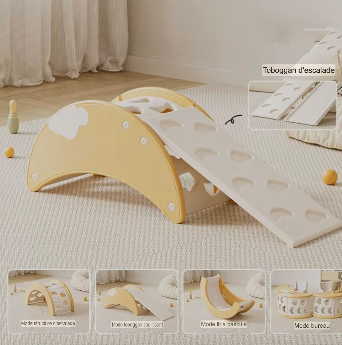 Arche d'escalade pour enfants, jouet convertible, balançoire pour tout-petits, planche d'équilibre, planche d'escalade pour bébé, table d'activités et organisateur de rangement